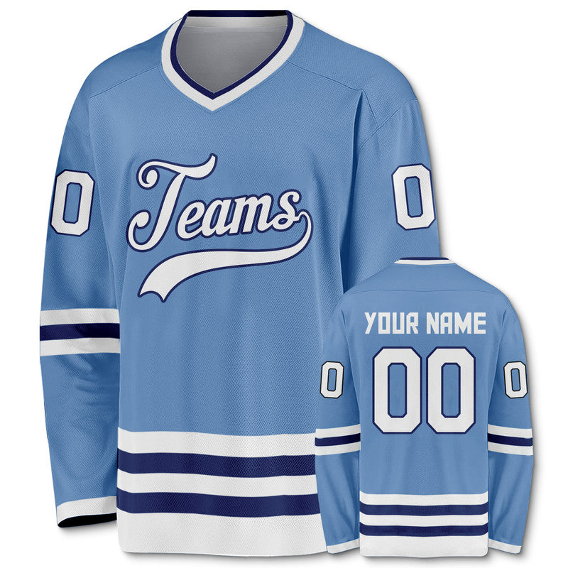 Custom Light Blue White-Royal Authentic Hockey Jersey