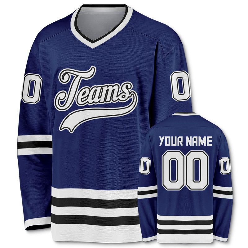 Custom Royal White-Black Authentic Hockey Jersey