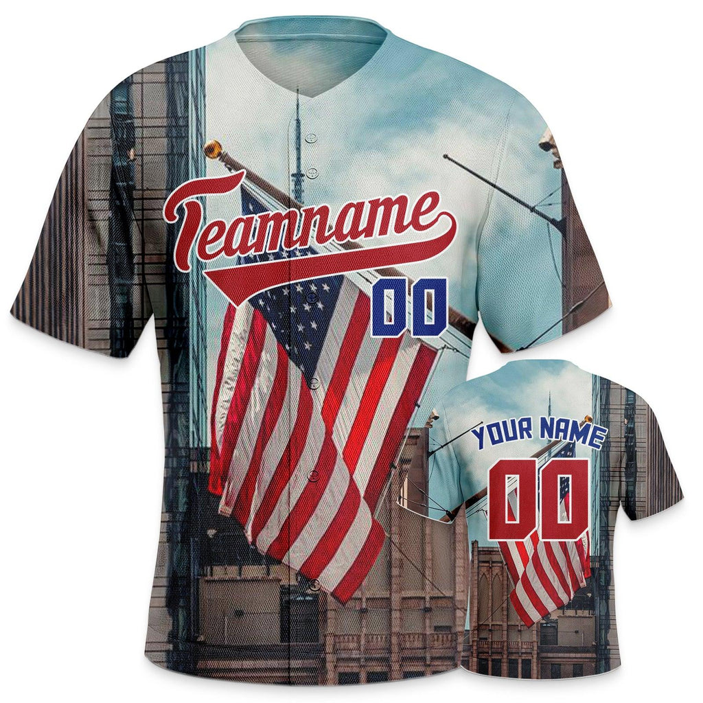 Custom 3D American Flag Fashion Authentic Baseball Jersey3