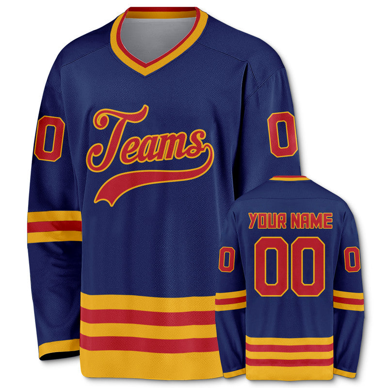 Custom Royal Red-Gold Authentic Hockey Jersey