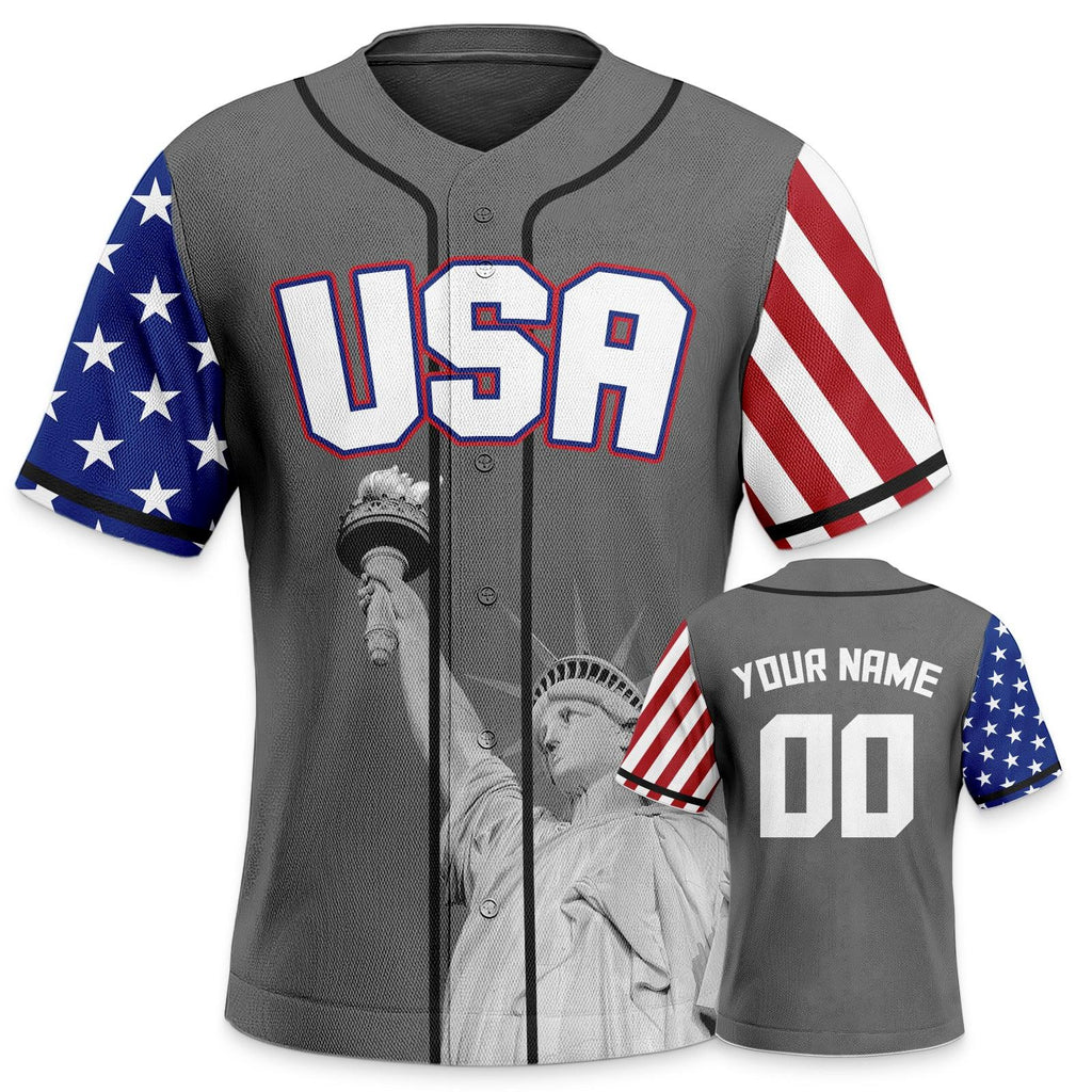 Grey Statue Of Liberty Baseball Jersey