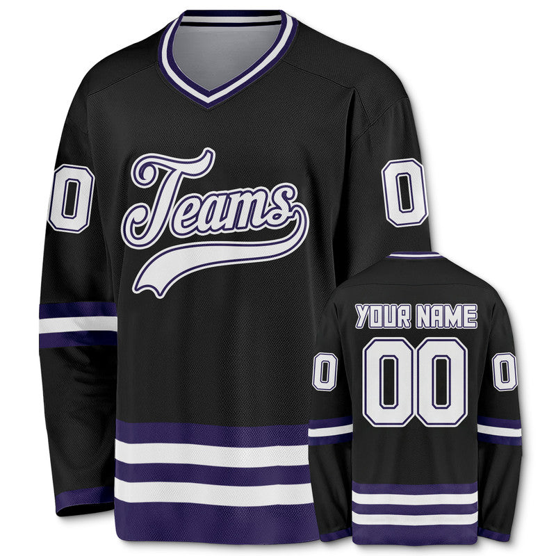 Custom Black White Authentic Hockey Jersey