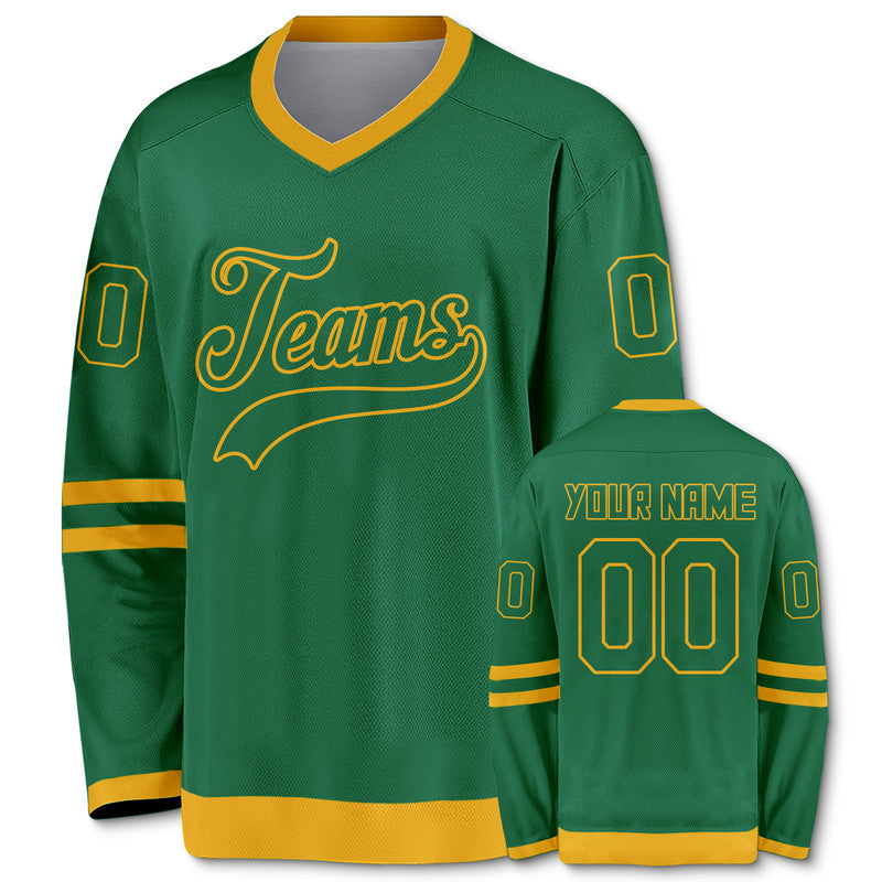 Custom Kelly Green Gold Authentic Hockey Jersey