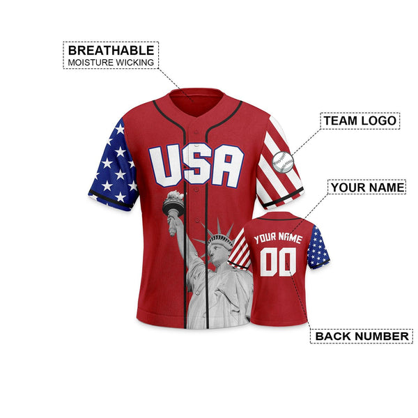 Red Statue of Liberty Baseball Uniform