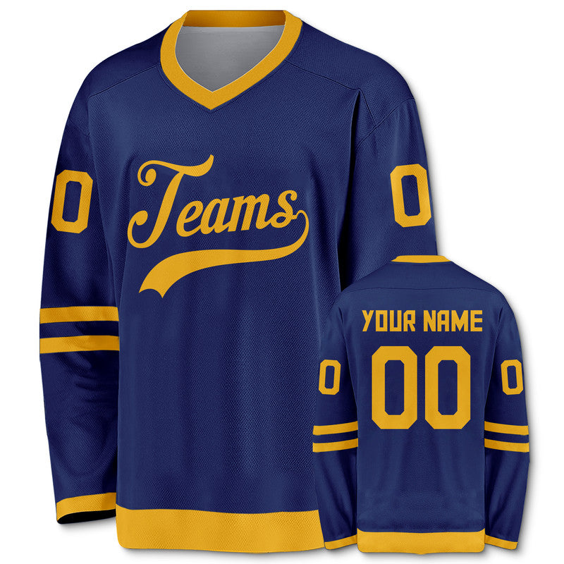 Custom Royal Gold Authentic Hockey Jersey