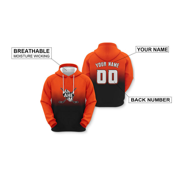 Custom Sports Pullover Sweatshirt Hockey Split Map Anaheim Fashion Hoodie