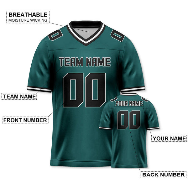 Custom Aqua Black Mesh Authentic Football Jersey