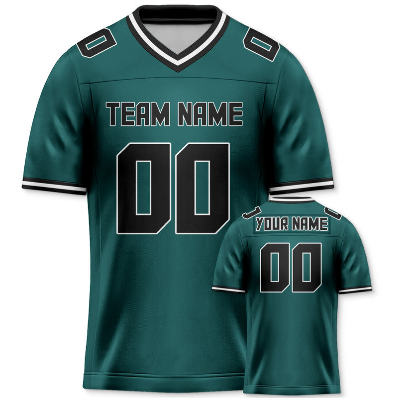 Custom Aqua Black Mesh Authentic Football Jersey