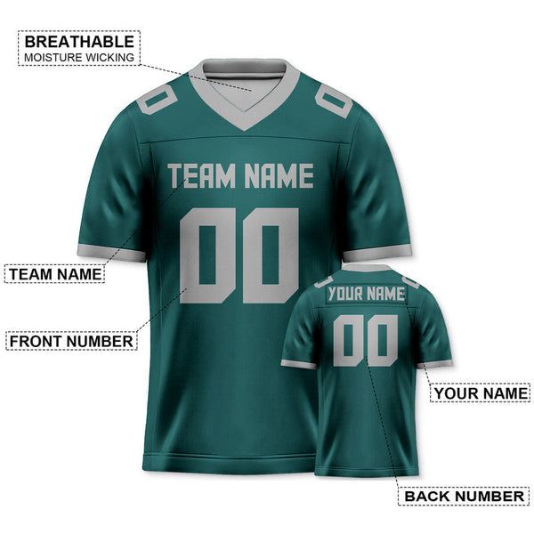 Custom Aqua Gray Mesh Authentic Football Jersey