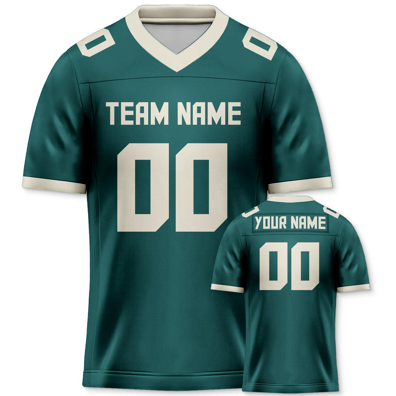 Custom Aqua Cream Mesh Authentic Football Jersey