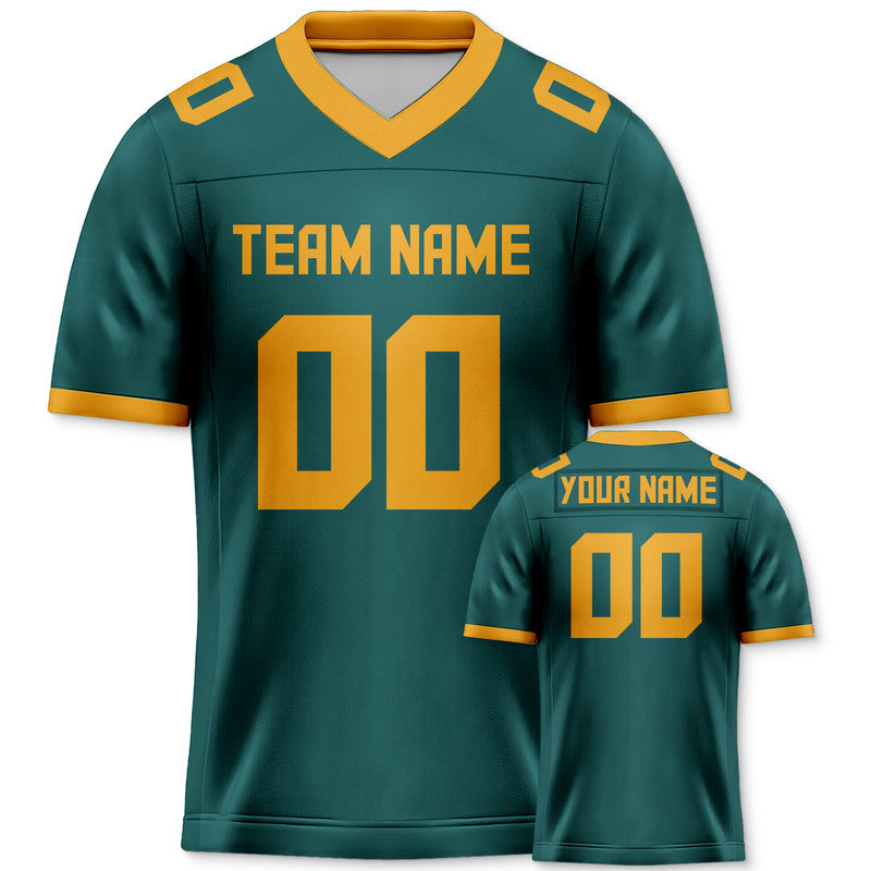 Custom Aqua Gold Mesh Authentic Football Jersey