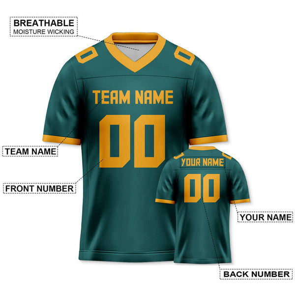 Custom Aqua Gold Mesh Authentic Football Jersey