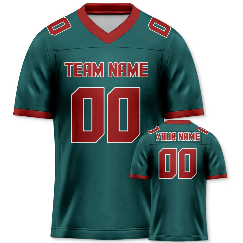 Custom Aqua Red Mesh Authentic Football Jersey