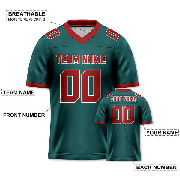 Custom Aqua Red Mesh Authentic Football Jersey