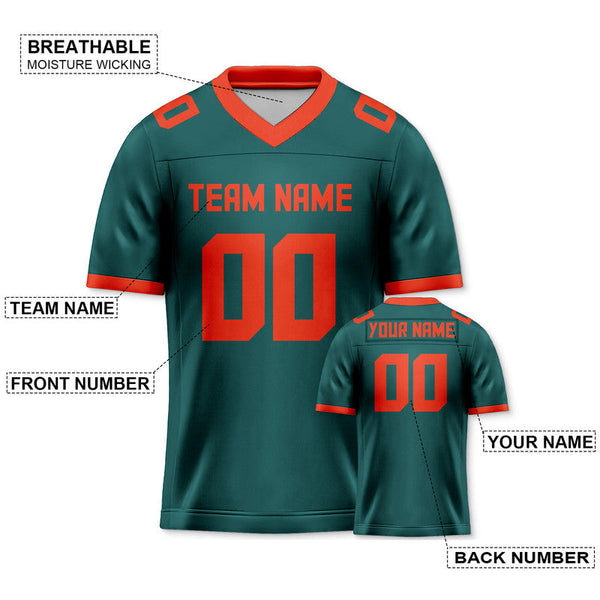 Custom Aqua Orange Mesh Authentic Football Jersey