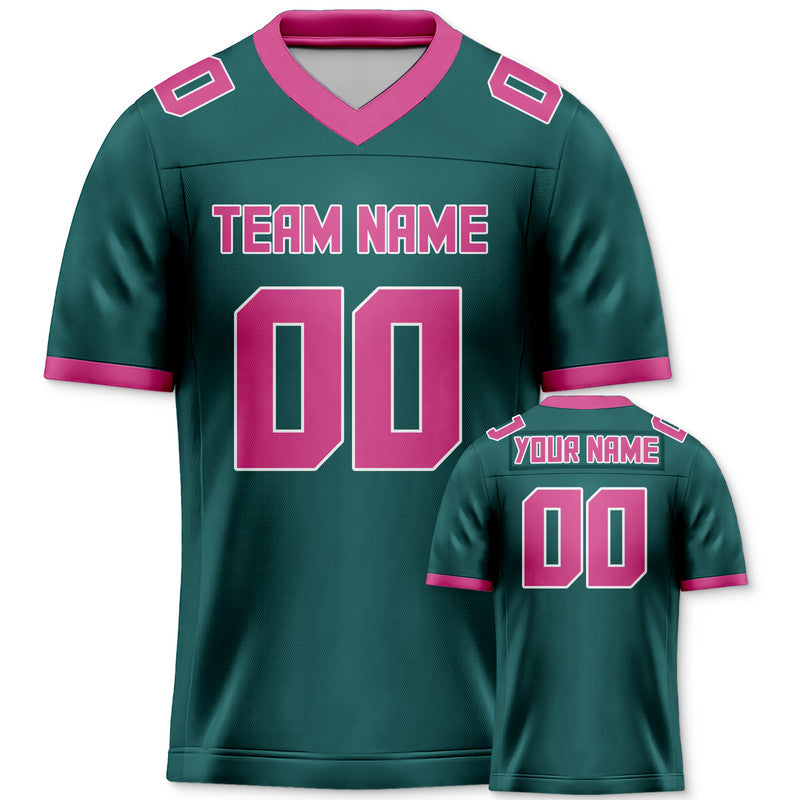 Custom Aqua Pink Mesh Authentic Football Jersey