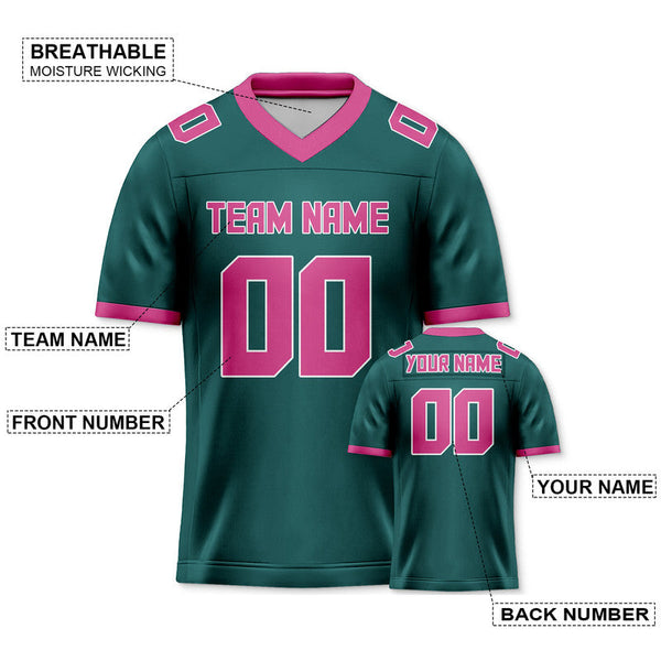 Custom Aqua Pink Mesh Authentic Football Jersey