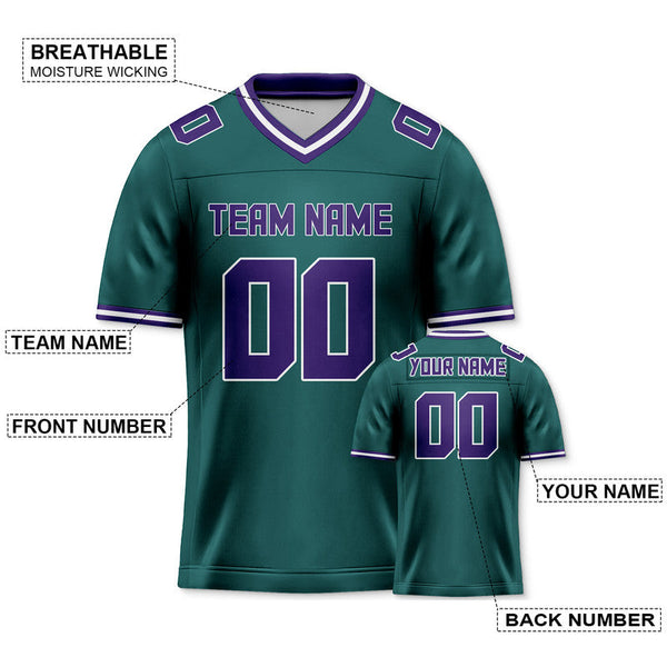 Custom Aqua Purple Mesh Authentic Football Jersey