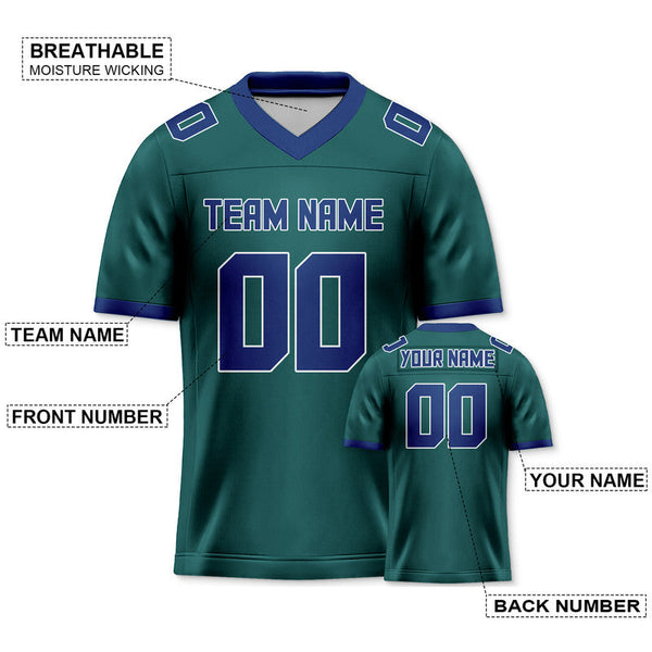 Custom Aqua Royal Mesh Authentic Football Jersey