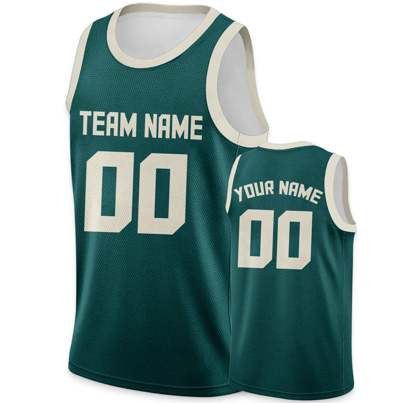 Custom Aqua Cream Round Neck Rib-Knit Basketball Jersey