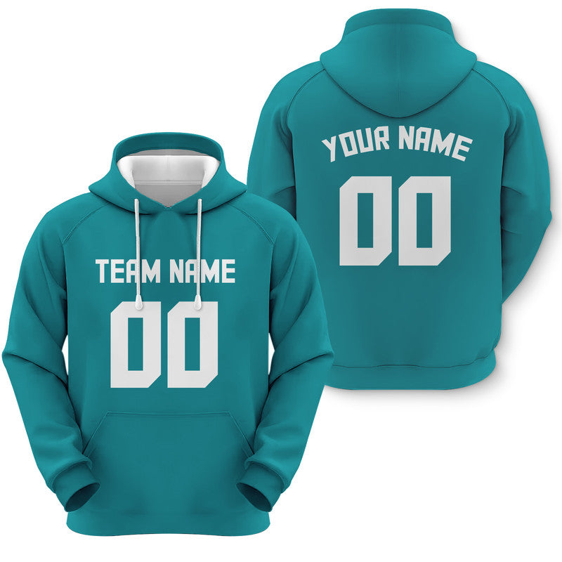 Custom Aqua White Sports Pullover  Sweatshirt Football Hoodie