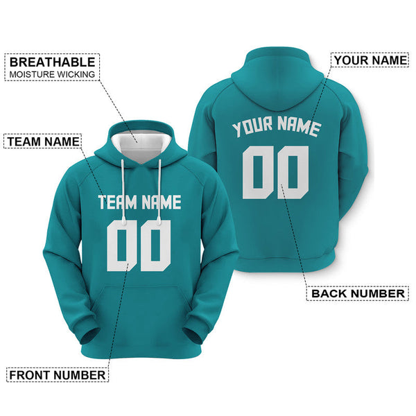 Custom Aqua White Sports Pullover  Sweatshirt Football Hoodie