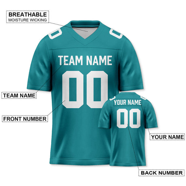 Custom Aqua White Mesh Authentic Football Jersey1