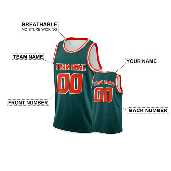 Custom Aqua Orange Round Neck Rib-Knit Basketball Jersey