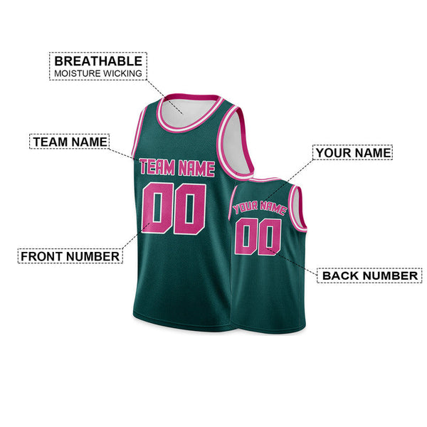 Custom Aqua Pink Round Neck Rib-Knit Basketball Jersey