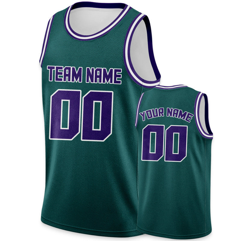 Custom Aqua Purple Round Neck Rib-Knit Basketball Jersey