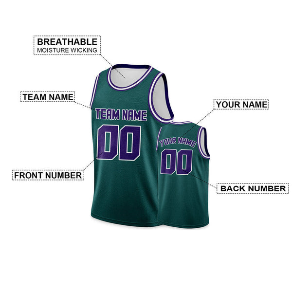 Custom Aqua Purple Round Neck Rib-Knit Basketball Jersey