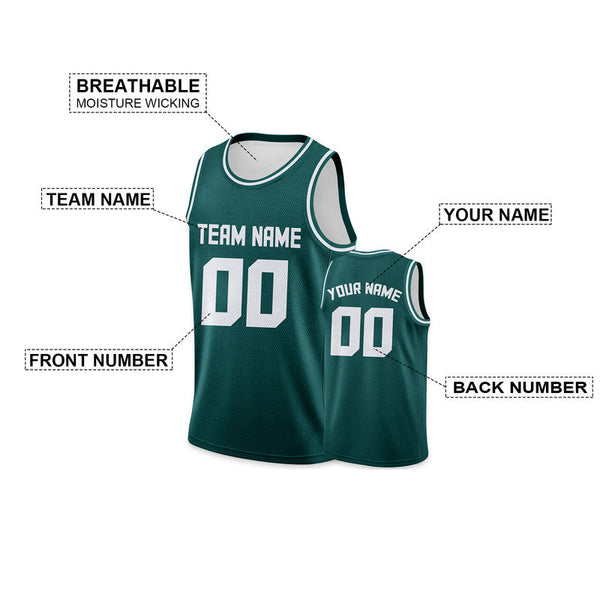 Custom Aqua White Round Neck Rib-Knit Basketball Jersey