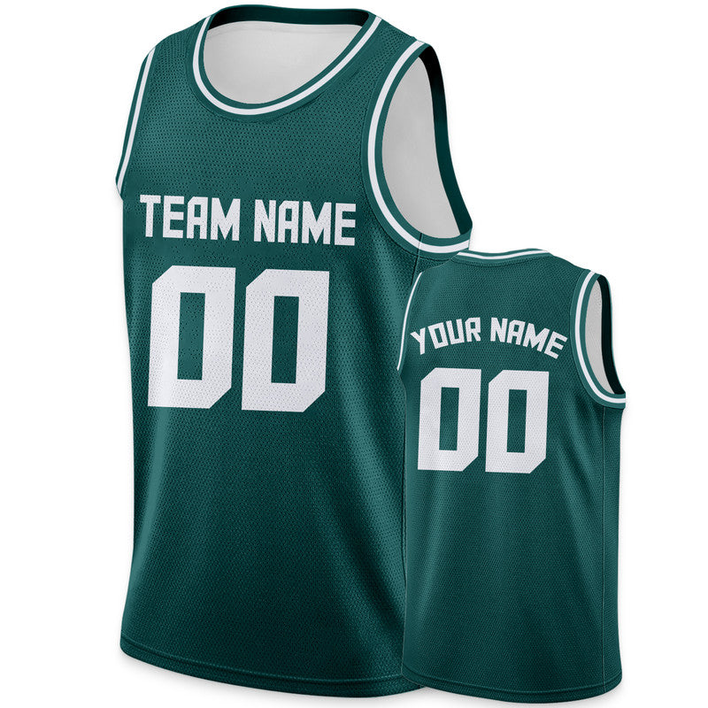 Custom Aqua White Round Neck Rib-Knit Basketball Jersey