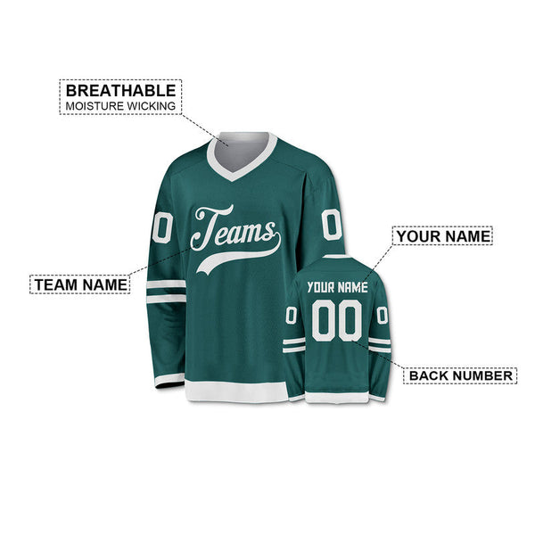 Custom Aqua White Authentic Hockey Jersey