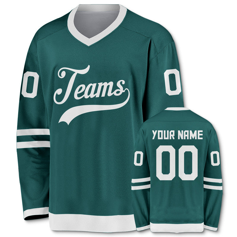 Custom Aqua White Authentic Hockey Jersey