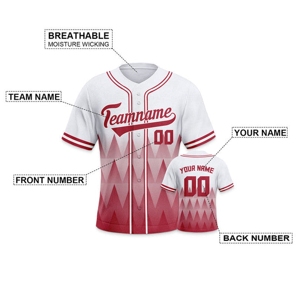 Custom White Red Creative  Cool Concept Authentic Baseball Jersey5