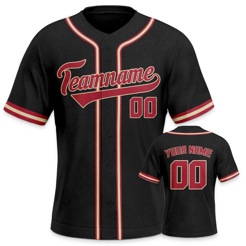 Custom Black Red-White Authentic Baseball Jersey