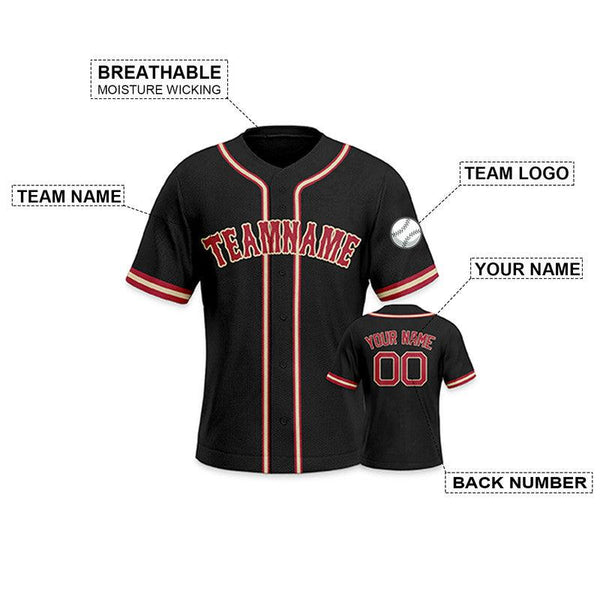 Custom Black Red-White Authentic Baseball Jersey-2