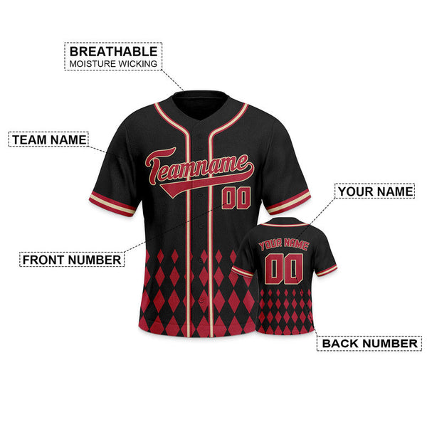 Custom Black Red-Gold Creative  Cool Concept Authentic Baseball Jersey