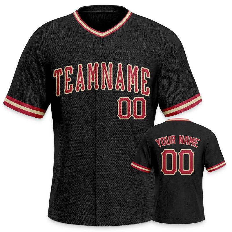 Custom Black Red-White Authentic Baseball Jersey-1