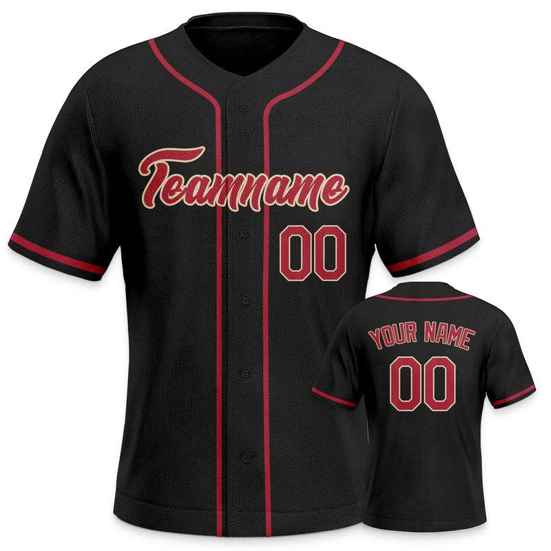 Custom Black Red-White Authentic Baseball Jersey-3