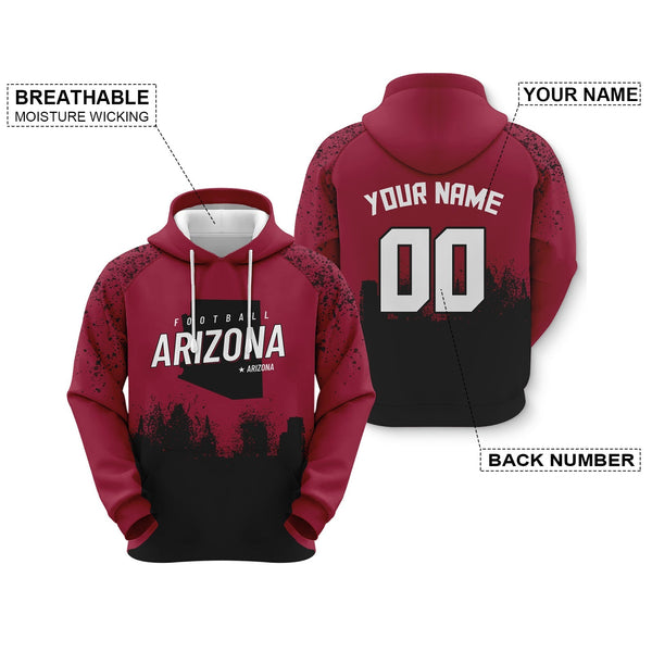 Custom Sports Pullover Sweatshirt Football Graffiti City Map Arizona Fashion Hoodie