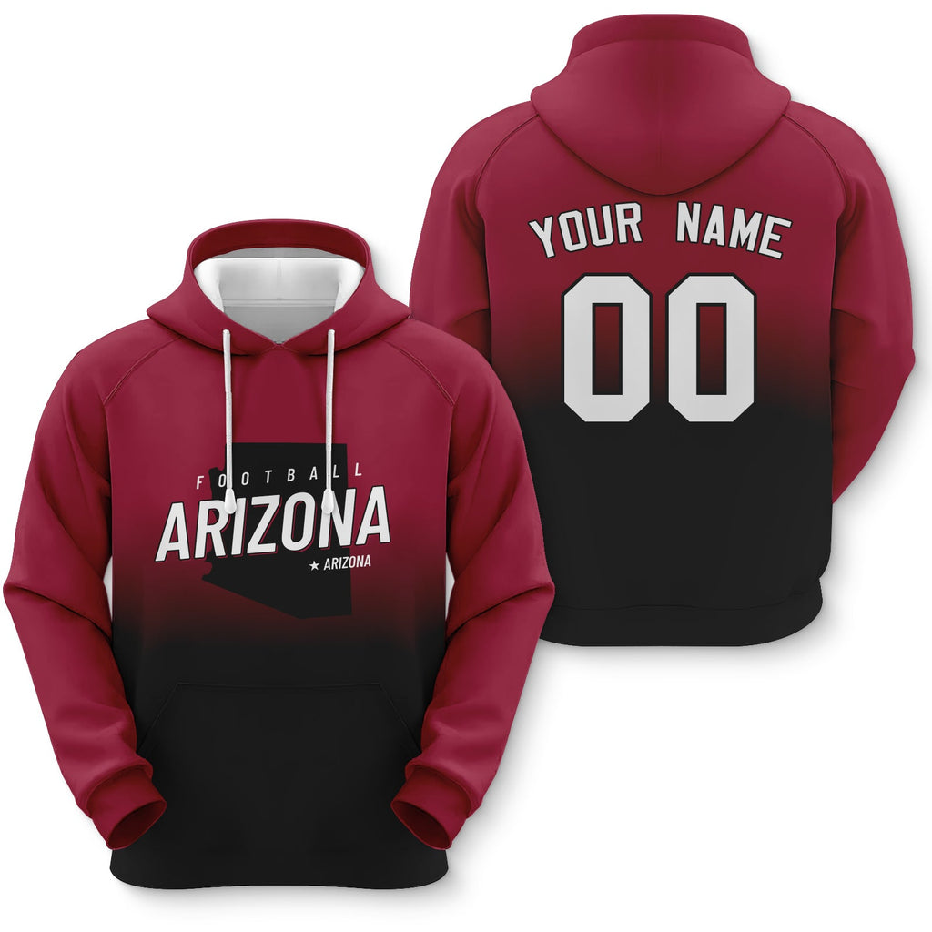 Custom Sports Pullover Sweatshirt City Arizona Map Split Fashion Football Hoodie