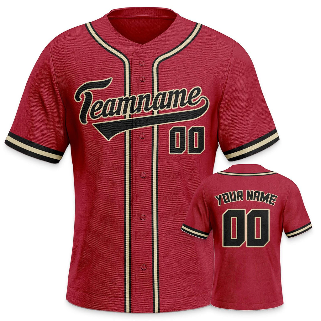 Custom Red Black-Gold Authentic Classic Baseball Jersey