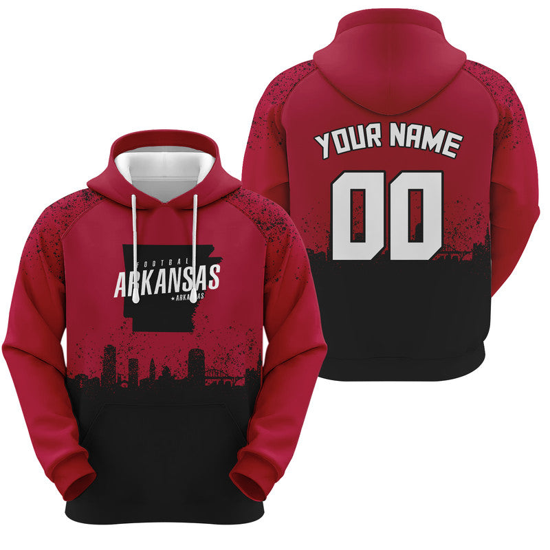 Custom Sports Pullover Sweatshirt Colleage Football Graffiti Map Arkansas Fashion Hoodie