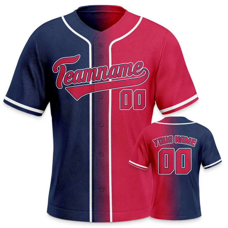 Custom Red Navy-White Authentic Split Fashion Baseball Jersey2