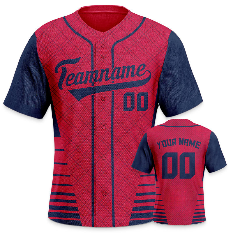 Custom Red Navy Creative  Cool Concept Authentic Baseball Jersey1