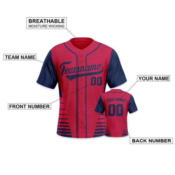 Custom Red Navy Creative  Cool Concept Authentic Baseball Jersey1