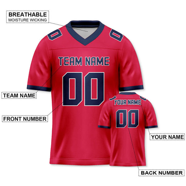 Custom Red Navy Mesh Authentic Football Jersey