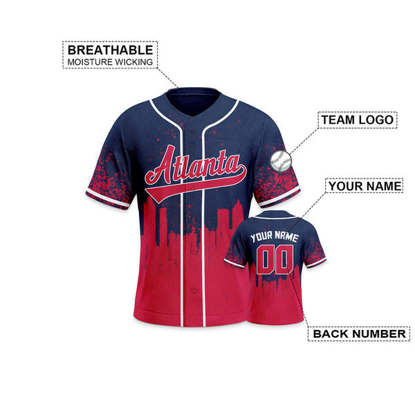 Custom 3D Graffiti Navy Red-White Authentic Baseball Silhouette Jersey